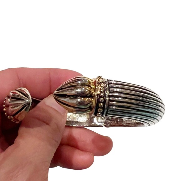 Hinged Cuff Bracelet Renaissance Medieval Revival Jewelry Chuncky Heavy - Picture 7 of 9